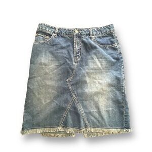 Vintage Squeeze Med Wash Cuttof Pencil Denim Skirt Women's Size 11/12